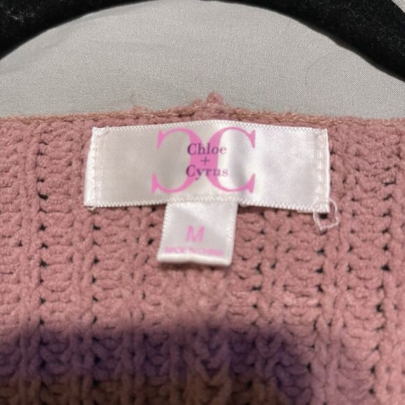 Chloe & Cyrus Tania V Neck Sweater Dark Pink Mauve Womens Size M Dolman Oversize - Picture 10 of 11